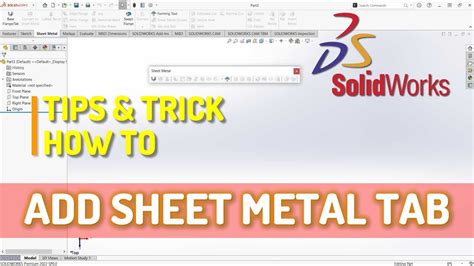 sheet metal tabs|solidworks add sheet metal tab.